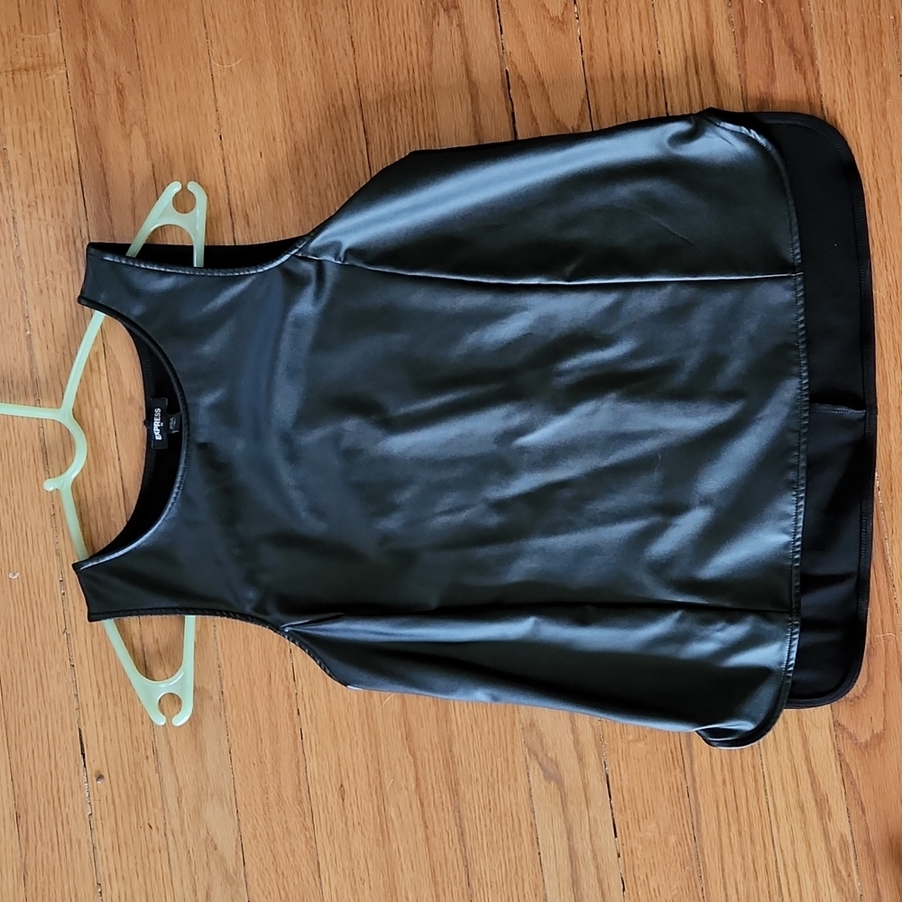 Black faux leather tanktop